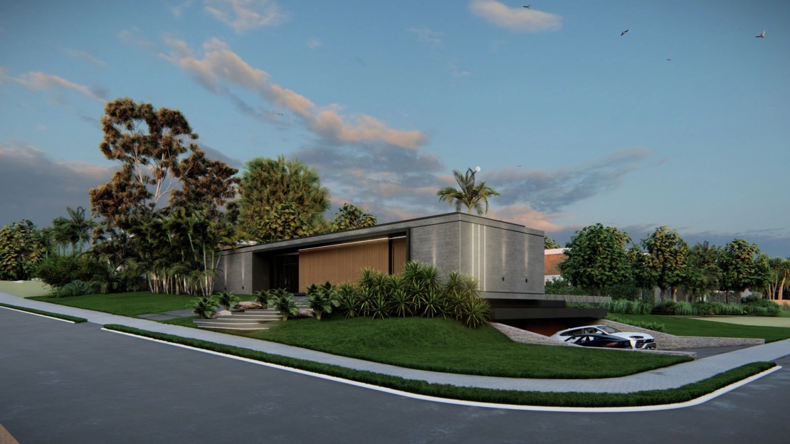 Projeto arquitetura residencial em concreto aparente